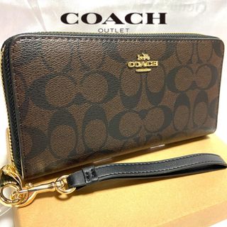 コーチ(COACH)のギフト⭕️ コーチ 人気のダークブラウン メンズレディス 長財布(長財布)