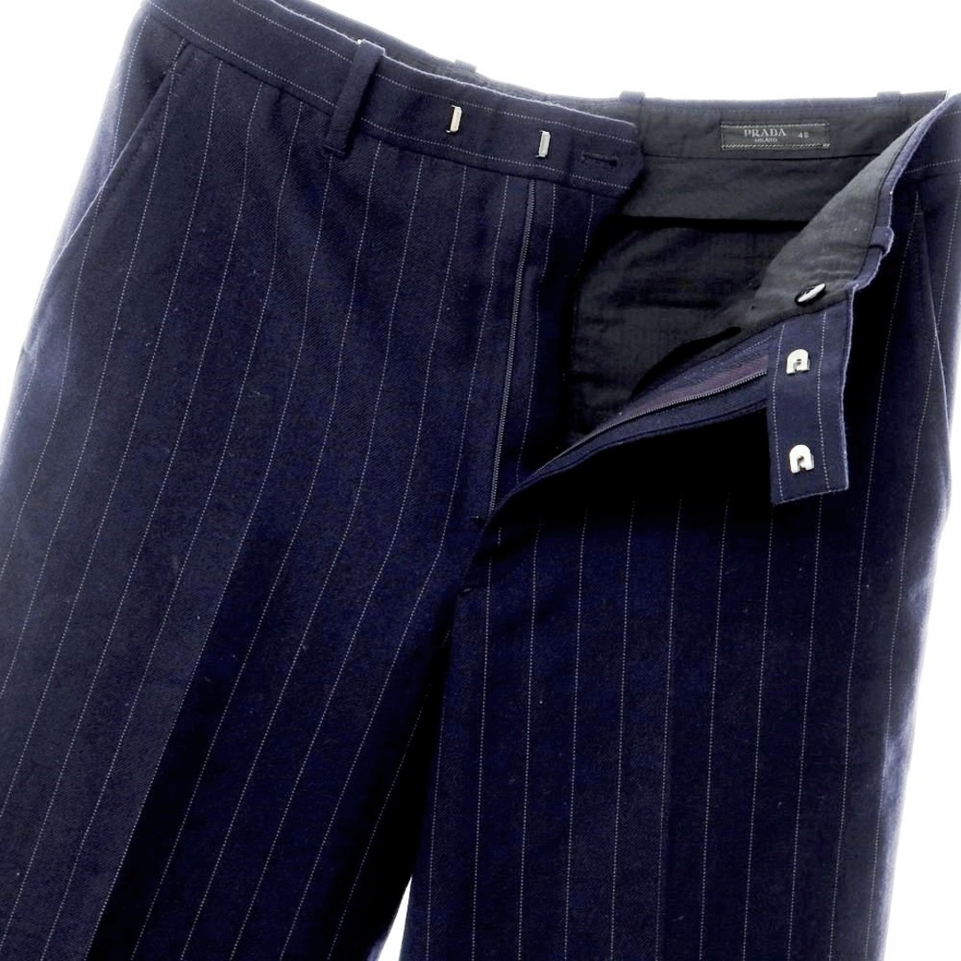 PRADA - 【中古】プラダ PRADA ウール ストライプ ワイド スラックス