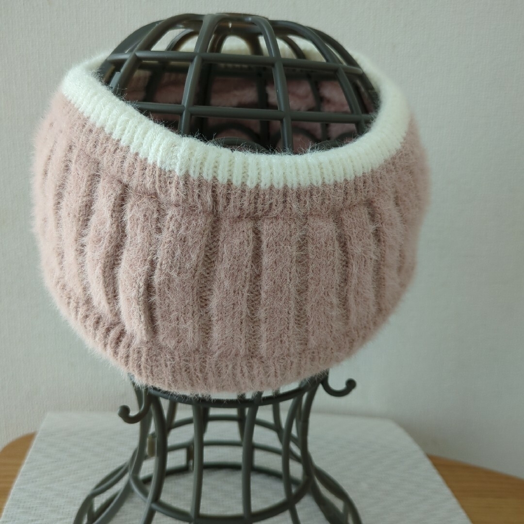 レディース ニット サンバイザー ピンク 帽子 防寒 ゴルフウェア テニス レディースの帽子(ニット帽/ビーニー)の商品写真