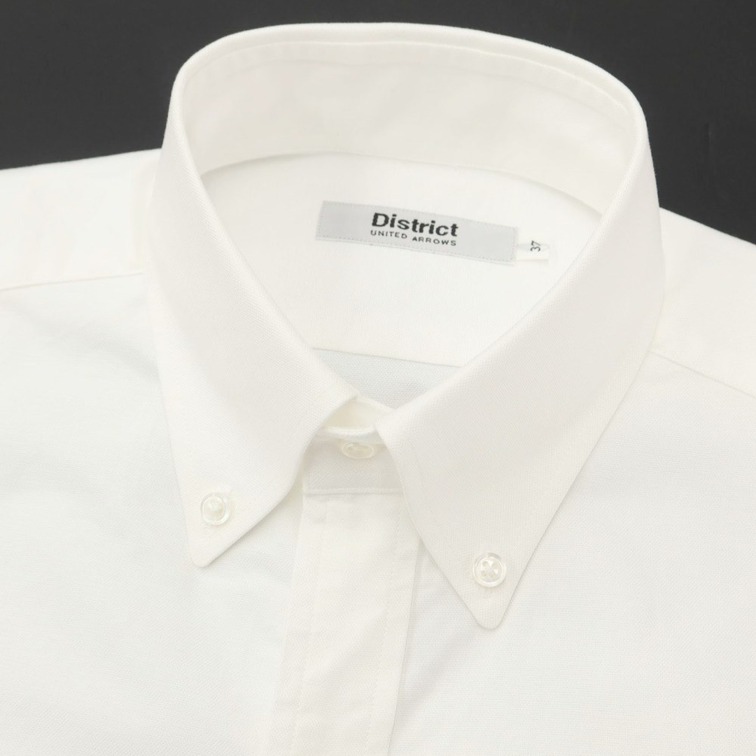 【中古】ディストリクトユナイテッドアローズ District UNITED ARROWS コットン ボタンダウン ドレスシャツ ホワイト【サイズ37】【メンズ】 ディストリクトユナイテッドアローズ 七分袖ボタンダウンシャツ