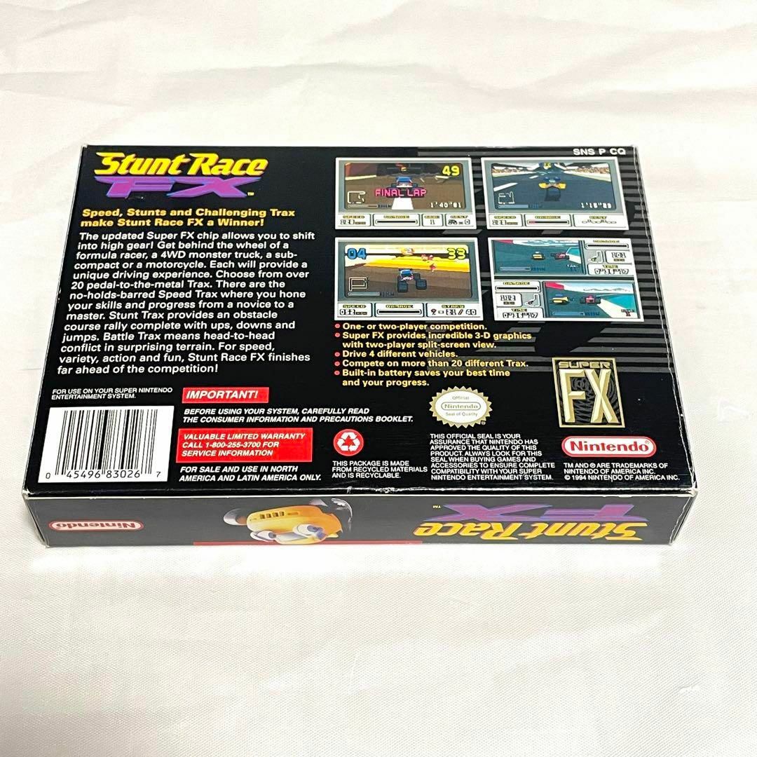 美品 保護ケース付 海外版 SNES スタントレース FX-