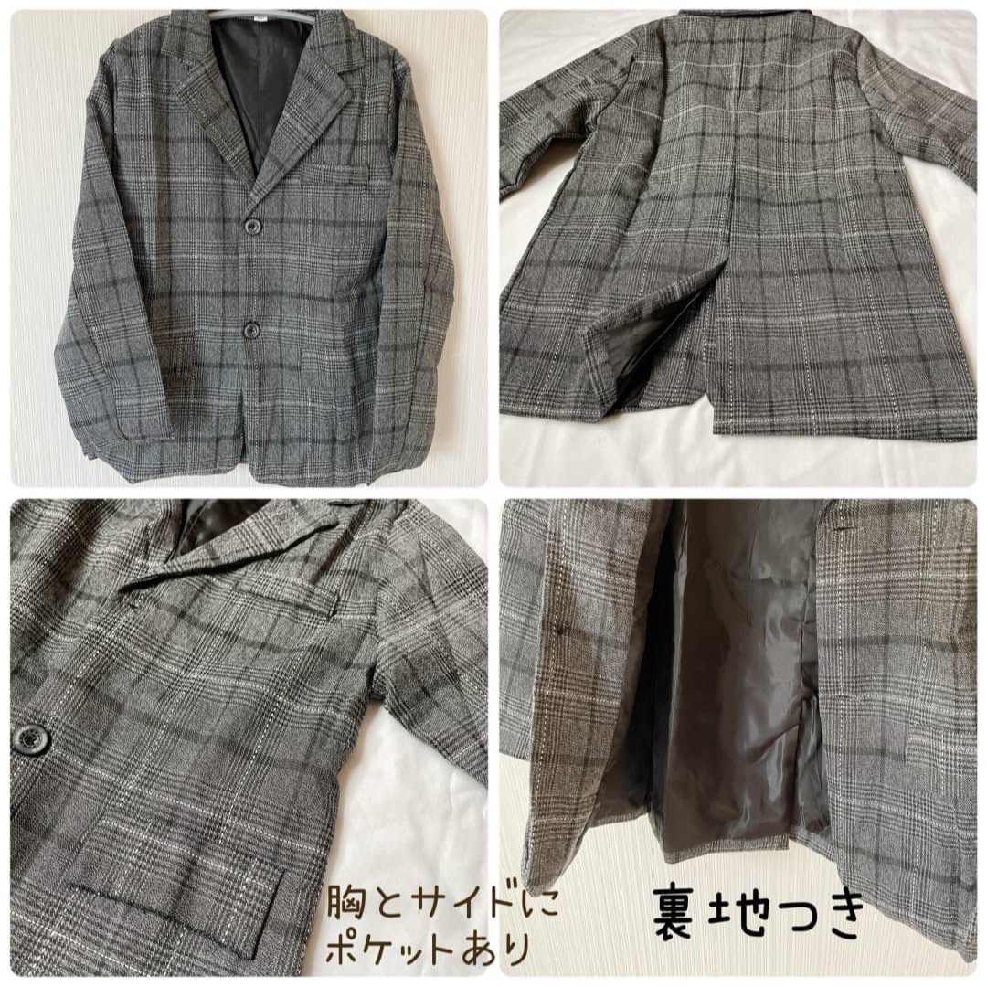 キッズ スーツ フォーマル 男の子 グレー ジャケット パンツ セット 130 キッズ/ベビー/マタニティのキッズ服女の子用(90cm~)(ドレス/フォーマル)の商品写真