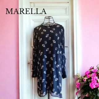 【美品】マレーラ　Marella 花柄　ワンピース　ブラック　マックスマーラ