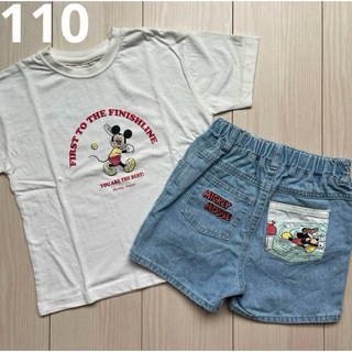 ディズニー(Disney)の【Disney】リトシー ミッキー Tシャツ☆ハーフパンツ 2点セット 110(Tシャツ/カットソー)