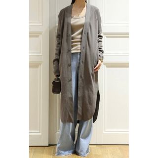 ドゥーズィエムクラス(DEUXIEME CLASSE)の新品　AMERICANA SKINNY LONG カーディガン　ブラウンD(カーディガン)