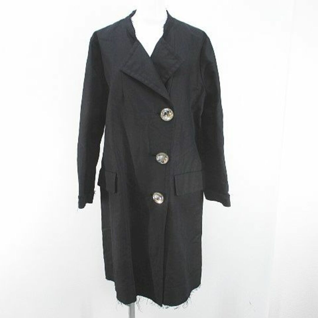 マルニ ロングコート 薄手 麻 リネン 36 黒系 ブラック イタリア製 綿55cm着丈