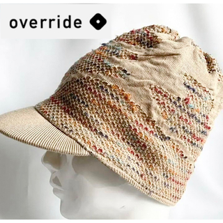 【美品】overrideオーバーライド日本製カラフル編み糸つば付きニットキャップ