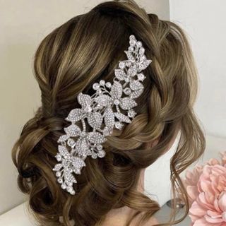 ☆ウェディングヘアアクセサリー☆ヘッドドレス ブライダル 結婚式 髪飾りシルバー(ヘッドドレス/ドレス)