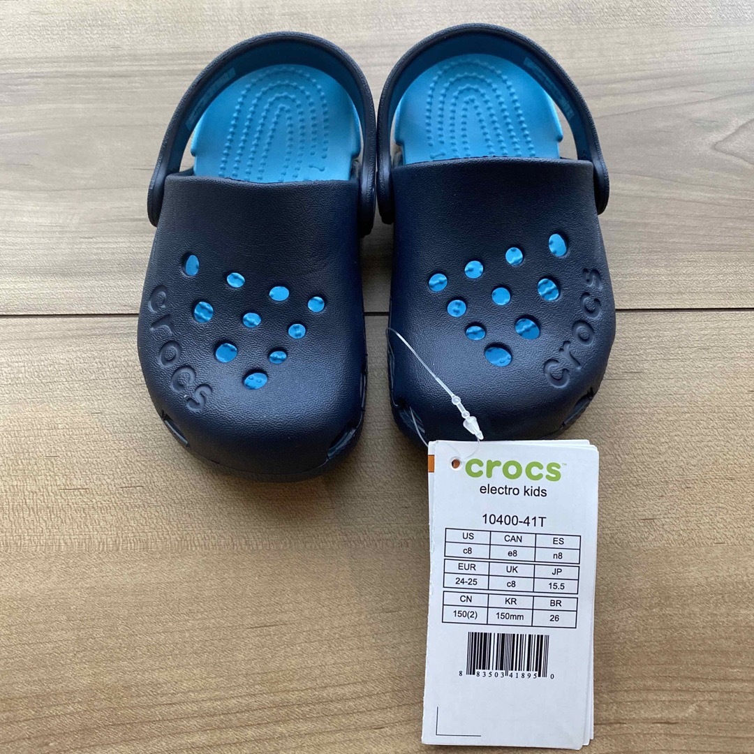 crocs(クロックス)の新品 タグ付●クロックス CROCS エレクトロキッズ ネイビー 15.5cm キッズ/ベビー/マタニティのキッズ靴/シューズ(15cm~)(サンダル)の商品写真