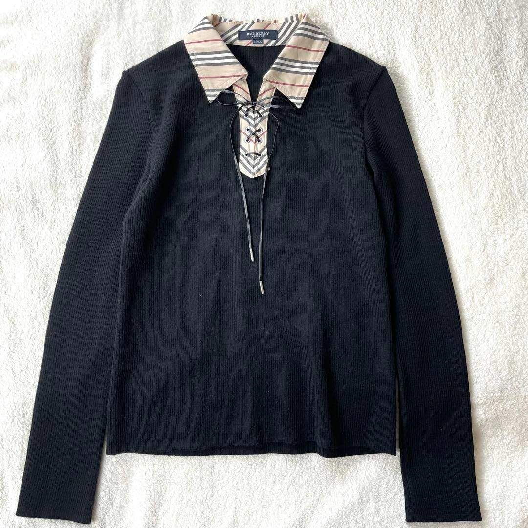 BURBERRY - 美品 バーバリーロンドン リブニット セーター 黒 ブラック