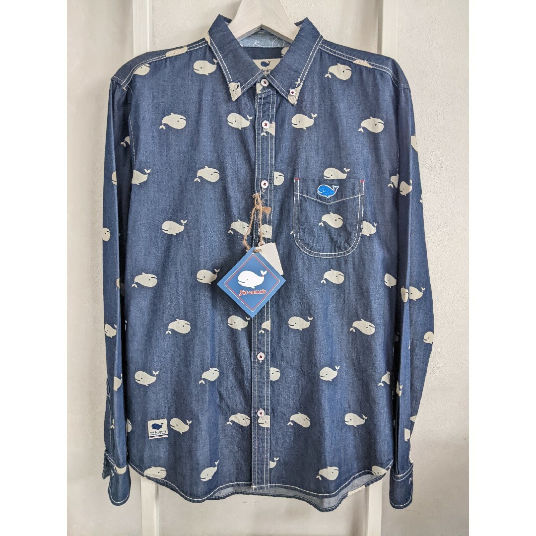 クジラ　デニムシャツ メンズのトップス(シャツ)の商品写真