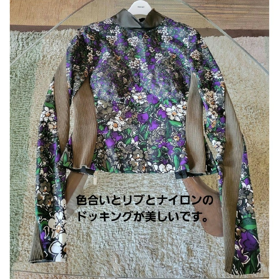 sacai - sacai 23SS 新品 フローラルプリント リブニット ジップアップ