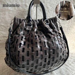 B5可 美品 MIU MIU レザー マテラッセ 2WAY ショルダーバッグ 黒