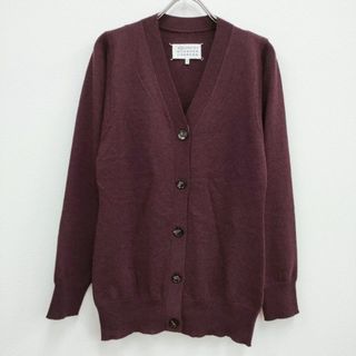 美品★正規品 Maison Margiela4 メゾンマルジェラ 51HA067215659 レザーエルボーパッチ付き ウールニットカーディガン ボルドー M 伊製 h07-st30220-541