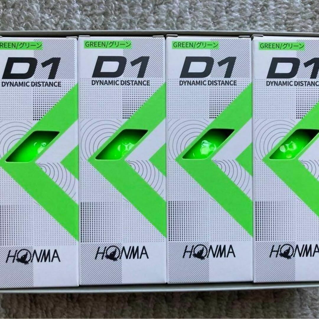 【新品・グリーン】ゴルフボール　D1　ホンマ　HONMA　12球×4箱