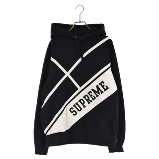 シュプリーム(Supreme)のSUPREME シュプリーム 18SS Diagonal Hooded Sweatshirt ダイアゴナルスウェットプルオーバーパーカー ブラック/ホワイト(パーカー)
