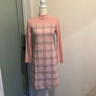 クレージュ(Courreges)の美品　クレージュ　ピンク　ワンピース　チェック(ロングワンピース/マキシワンピース)