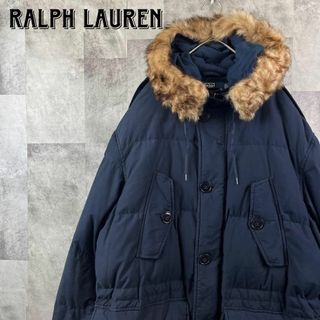 ポロラルフローレン(POLO RALPH LAUREN)のポロバイラルフローレン 肉厚　ダウンジャケット ファー付フード ネイビー L(ダウンジャケット)