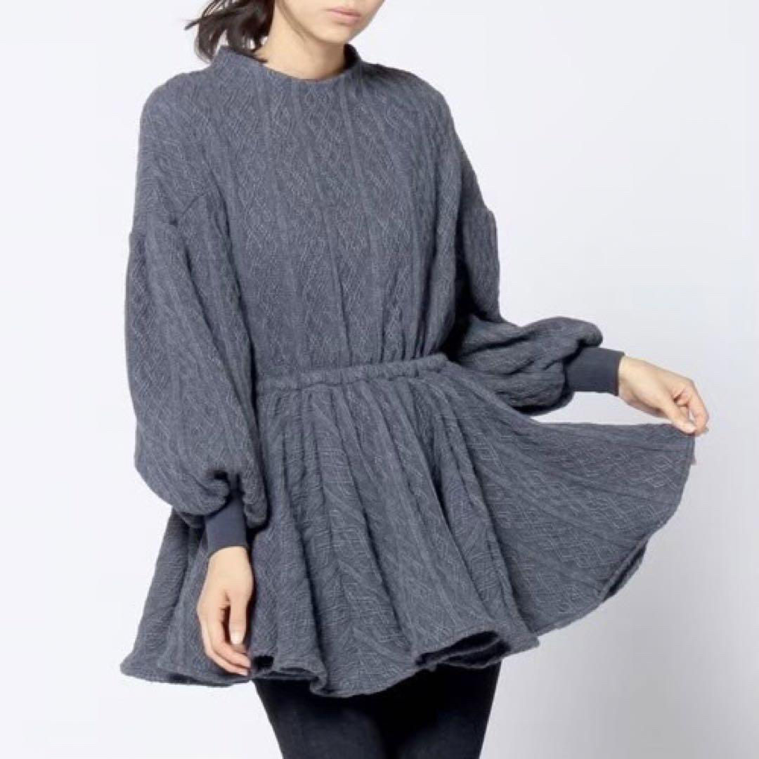 Verybrain cable knit volume tunic navy | フリマアプリ ラクマ