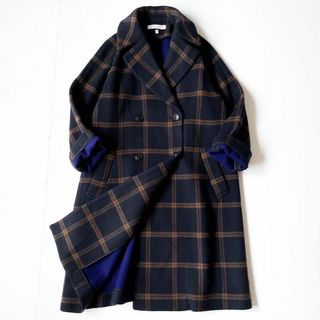 ドレステリア(DRESSTERIOR)の極美品✨ 雑誌掲載 22AW ドレステリア チェックリバーコート バイカラー 紺(ロングコート)