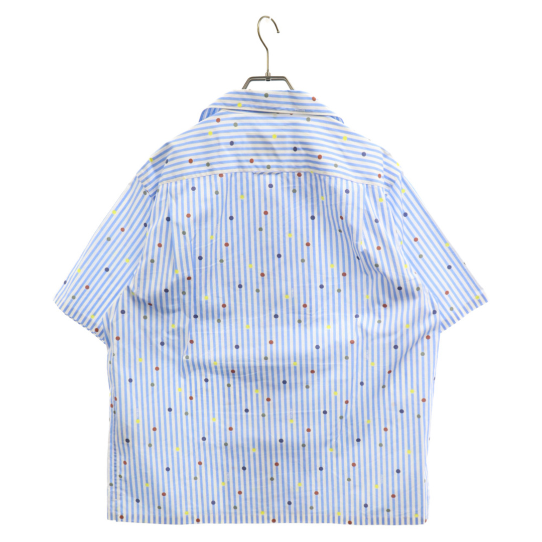 PRADA 2022SS Short-sleeved Shirt in Printed Stretch Cotton UCS339 S211 10N9 プラダ プリンテッドストレッチコットンショートスリーブシャツ 半袖 ボウリングシャツ ロゴプリント ストライプ ドット ライトブルー サイズL【230906】【-B】【me04】