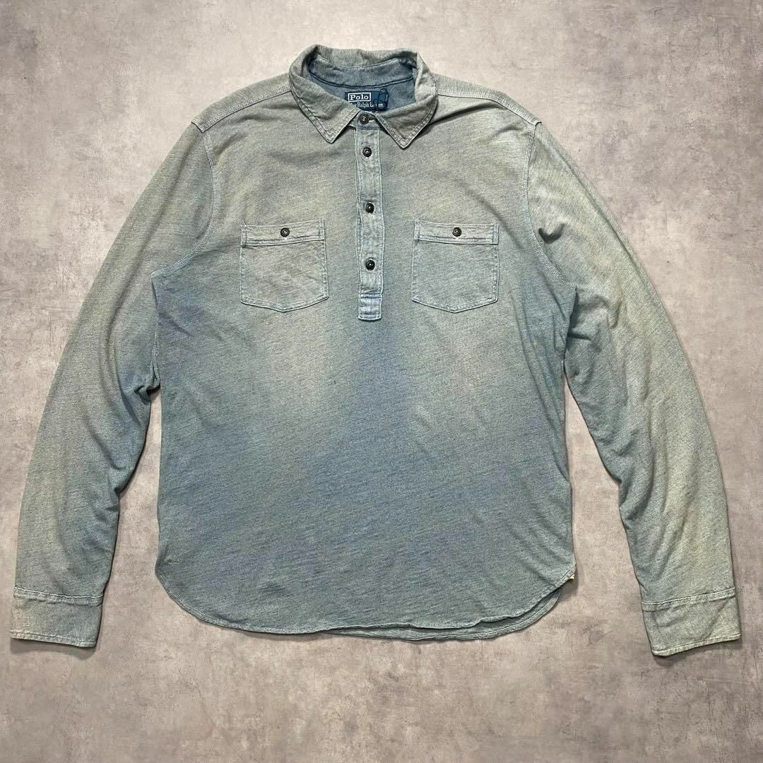 90s POLO ラルフローレン インディゴプルオーバーシャツ USメンズ古着