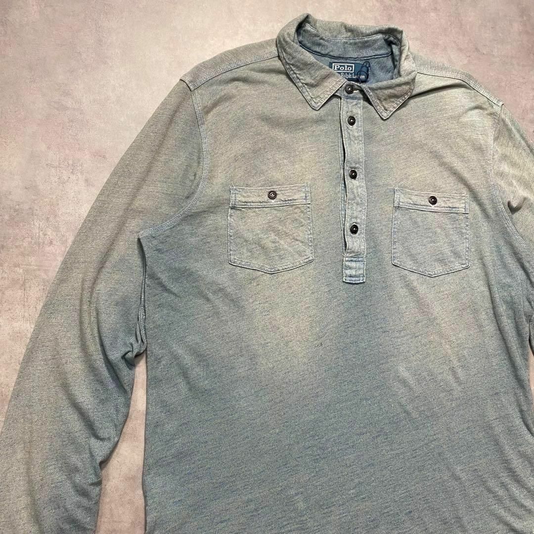 90s POLO ラルフローレン インディゴプルオーバーシャツ USメンズ古着