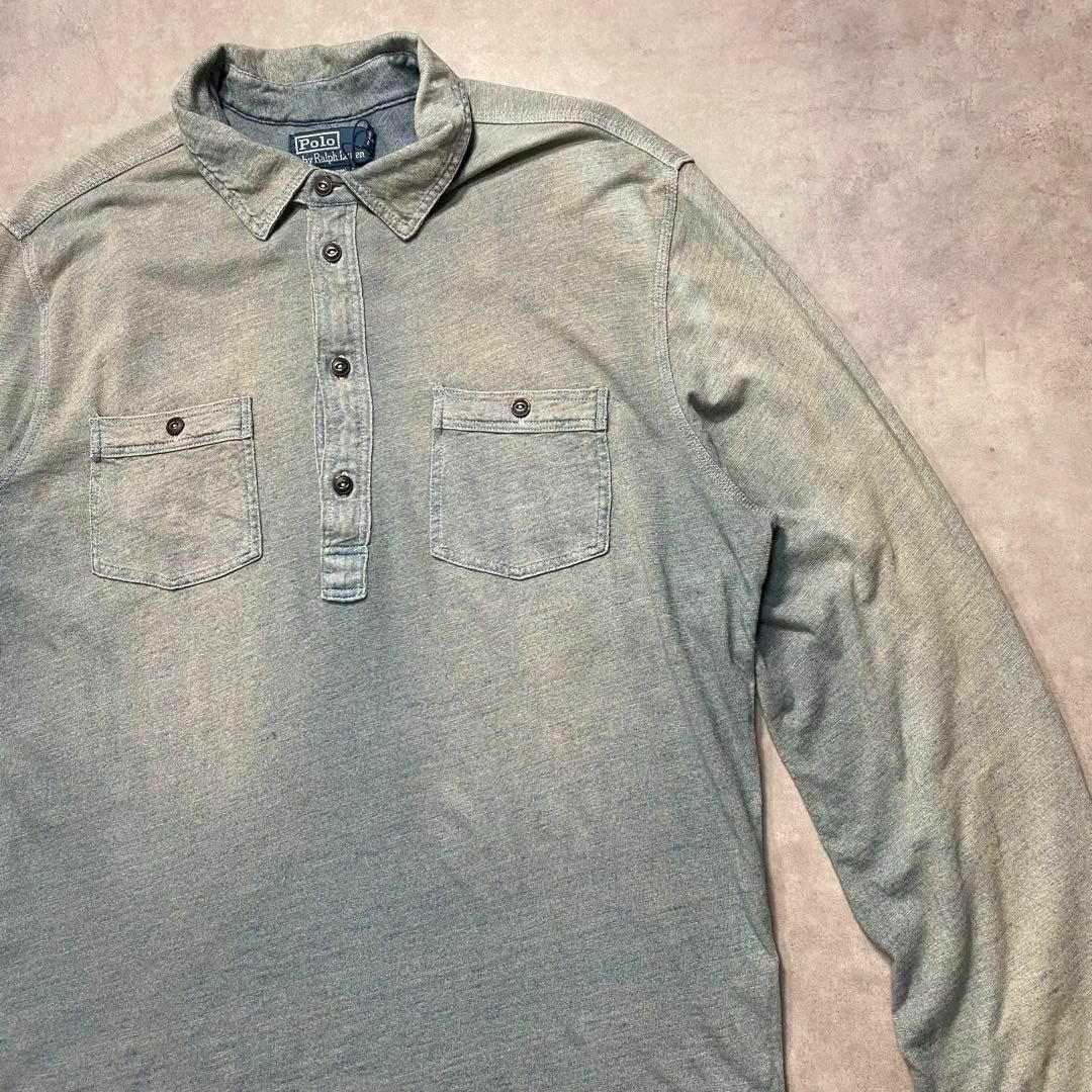 90s POLO ラルフローレン インディゴプルオーバーシャツ USメンズ古着