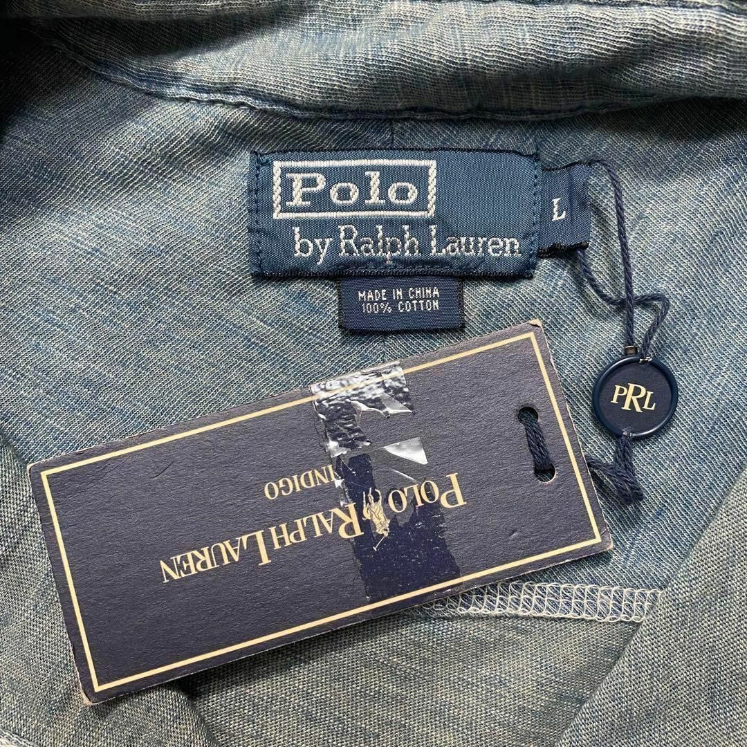 90s POLO ラルフローレン インディゴプルオーバーシャツ USメンズ古着