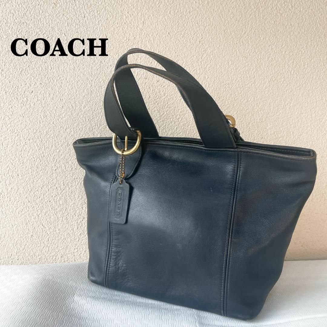 COACH - 美品✨COACH コーチハンドバッグトートバッグレザーネイビー ...