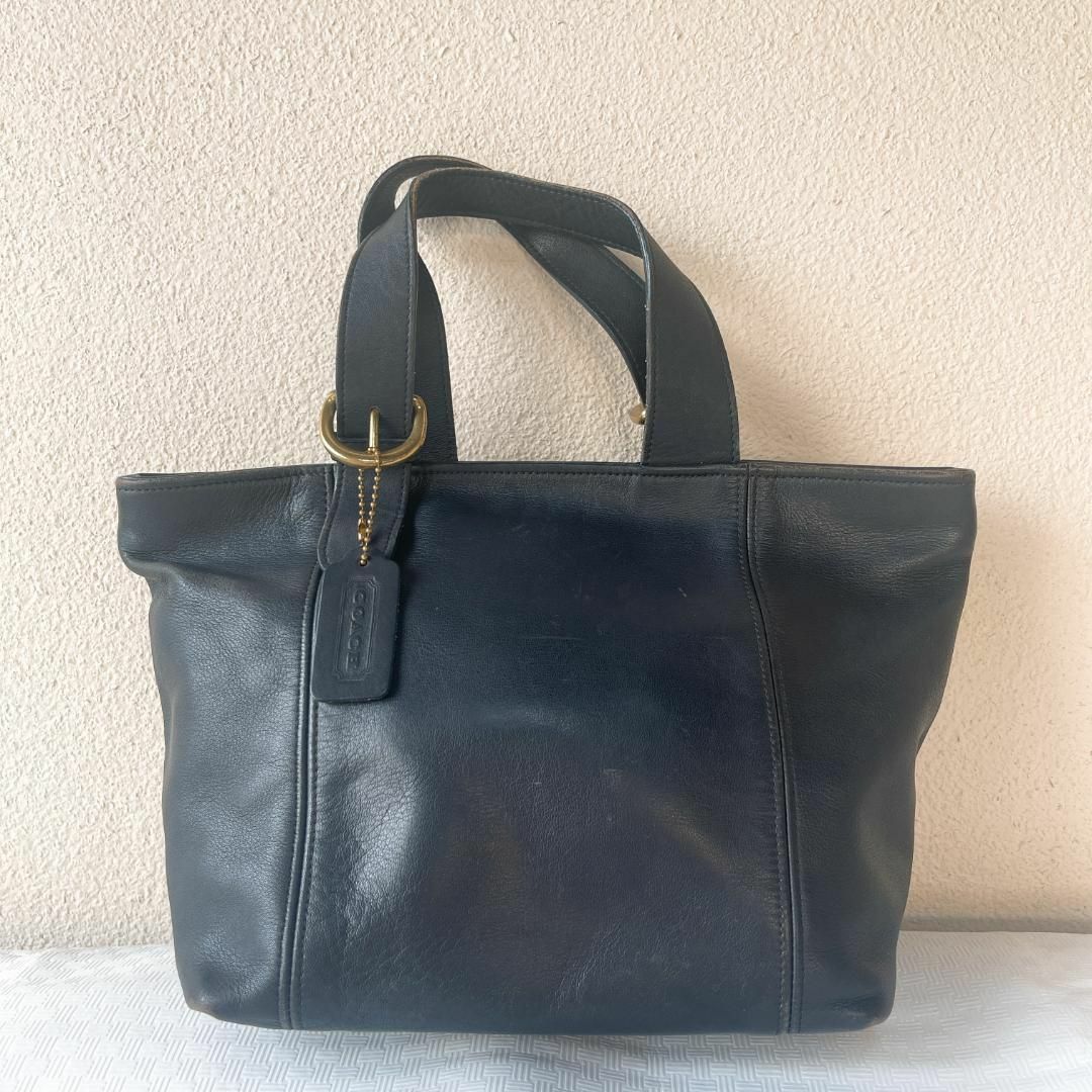 美品✨COACH コーチハンドバッグトートバッグレザーネイビー/紺