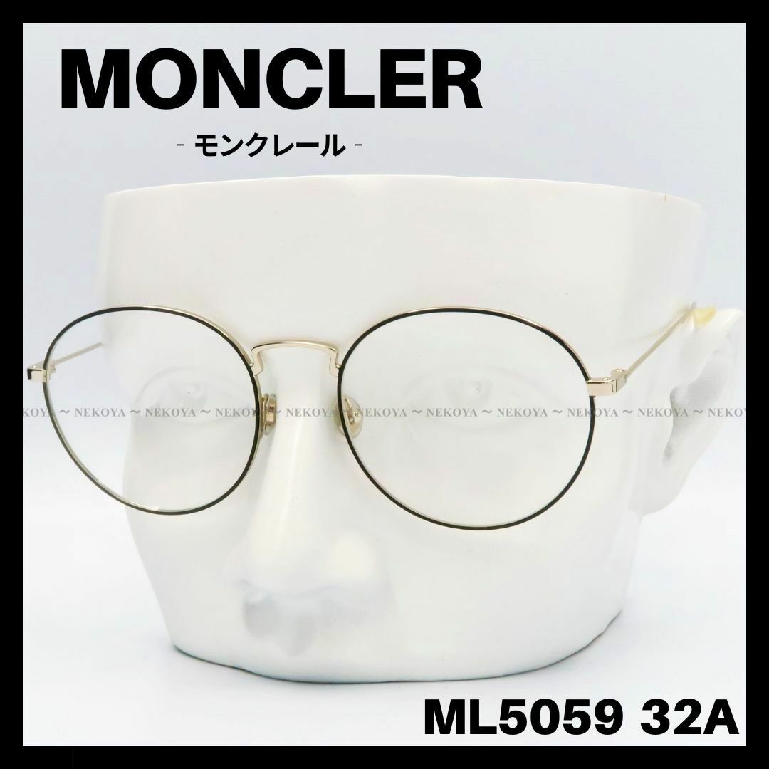 MONCLER ML5059 32A メガネ フレーム ホワイトゴールド-