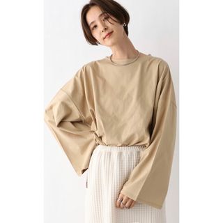 レプシィム(LEPSIM)の【新品】ワイドスリーブロンT ベージュ Fサイズ レプシム LEPSIM(Tシャツ(長袖/七分))