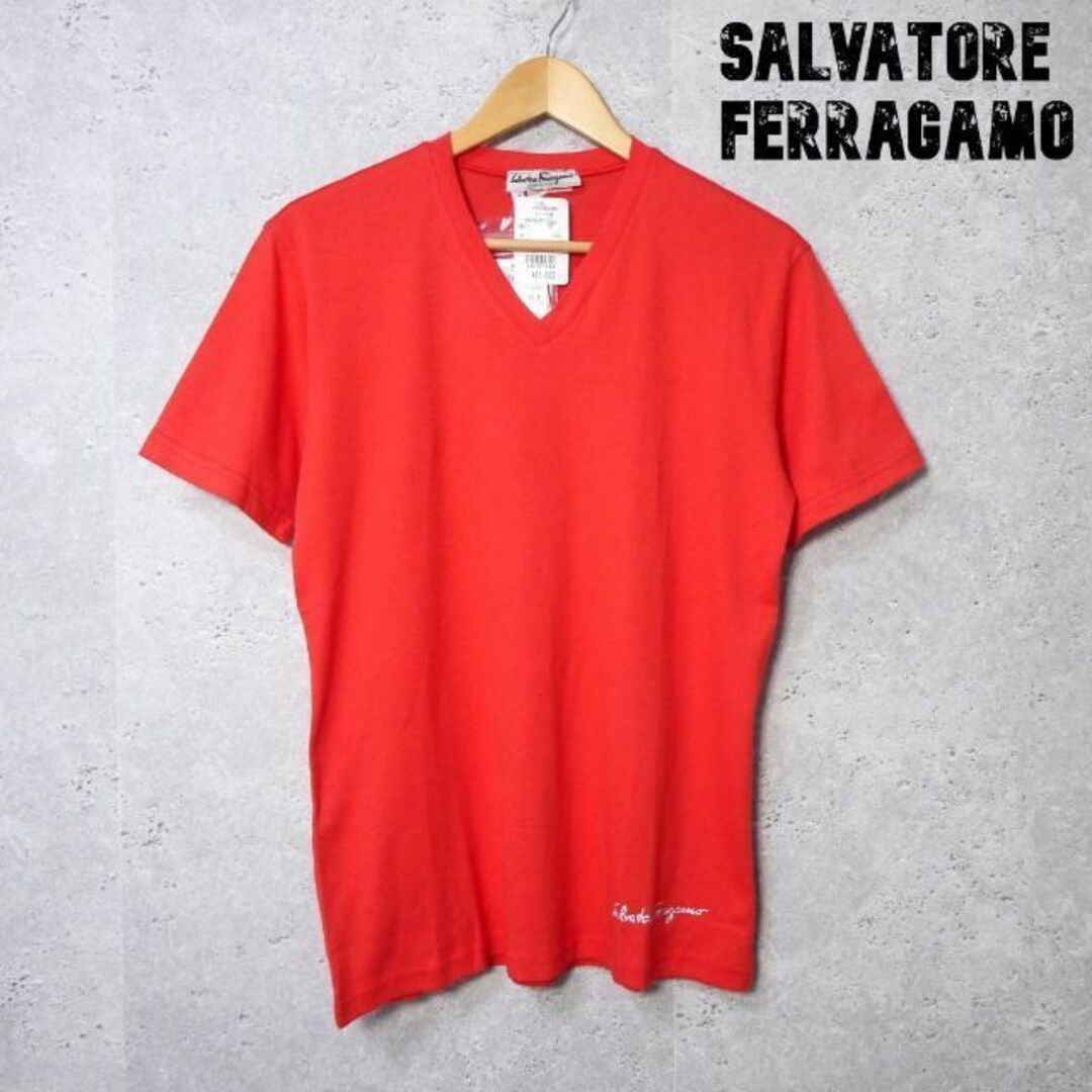 未使用 Salvatore Ferragamo ラインストーン 半袖 Tシャツ
