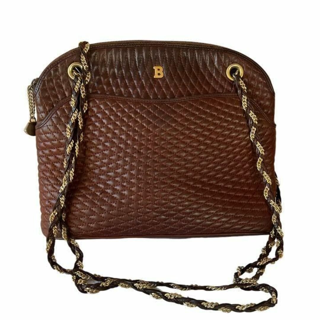 BALLY レザー Bメタルロゴ ショルダーバッグ