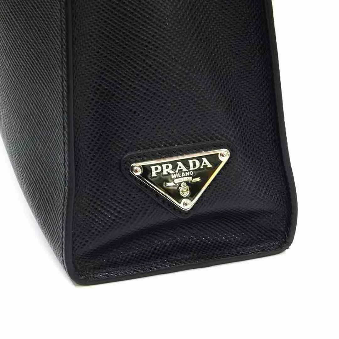 PRADA プラダ 2WAY バッグ サフィアーノ 2VG084 レザー ブラック トライアングル トートバッグ ショルダーバッグ ロゴ 黒 プレート JA-17778