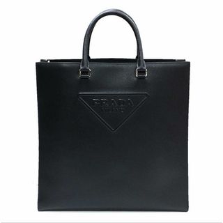 PRADA プラダ 2WAY バッグ サフィアーノ 2VG084 レザー ブラック トライアングル トートバッグ ショルダーバッグ ロゴ 黒 プレート JA-17778