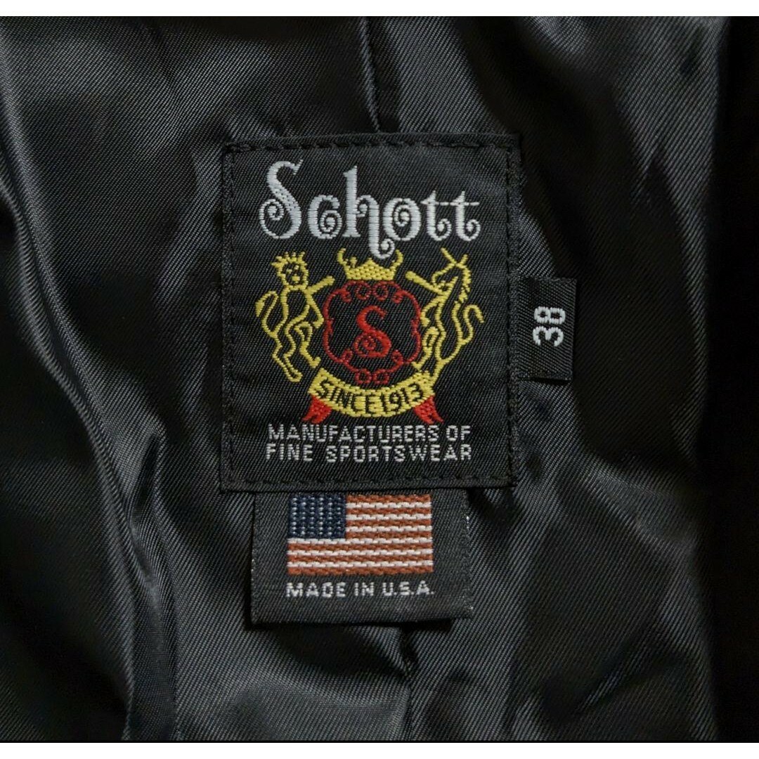 38 新品 SCHOTT 792US ダブルブレスト ボアカラーコート