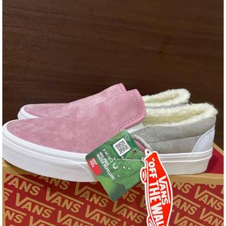 ヴァンズ(VANS)のUS企画【vans】バンズ　ヴァンズ　ボア　ピンク×グレー　スリッポン(スニーカー)