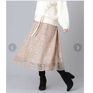 ジルバイジルスチュアート(JILL by JILLSTUART)のチェックレースフロッキープリントスカート(ひざ丈スカート)