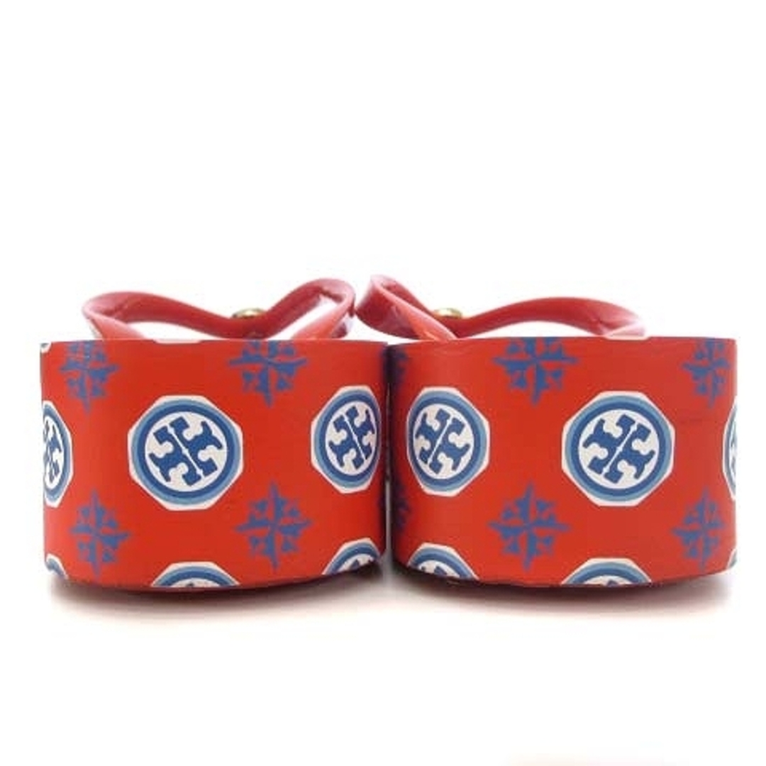 Tory Burch(トリーバーチ)のトリーバーチ ビーチサンダル 厚底 ロゴ 総柄 レッド 赤 23.5cm位 靴 レディースの靴/シューズ(ビーチサンダル)の商品写真