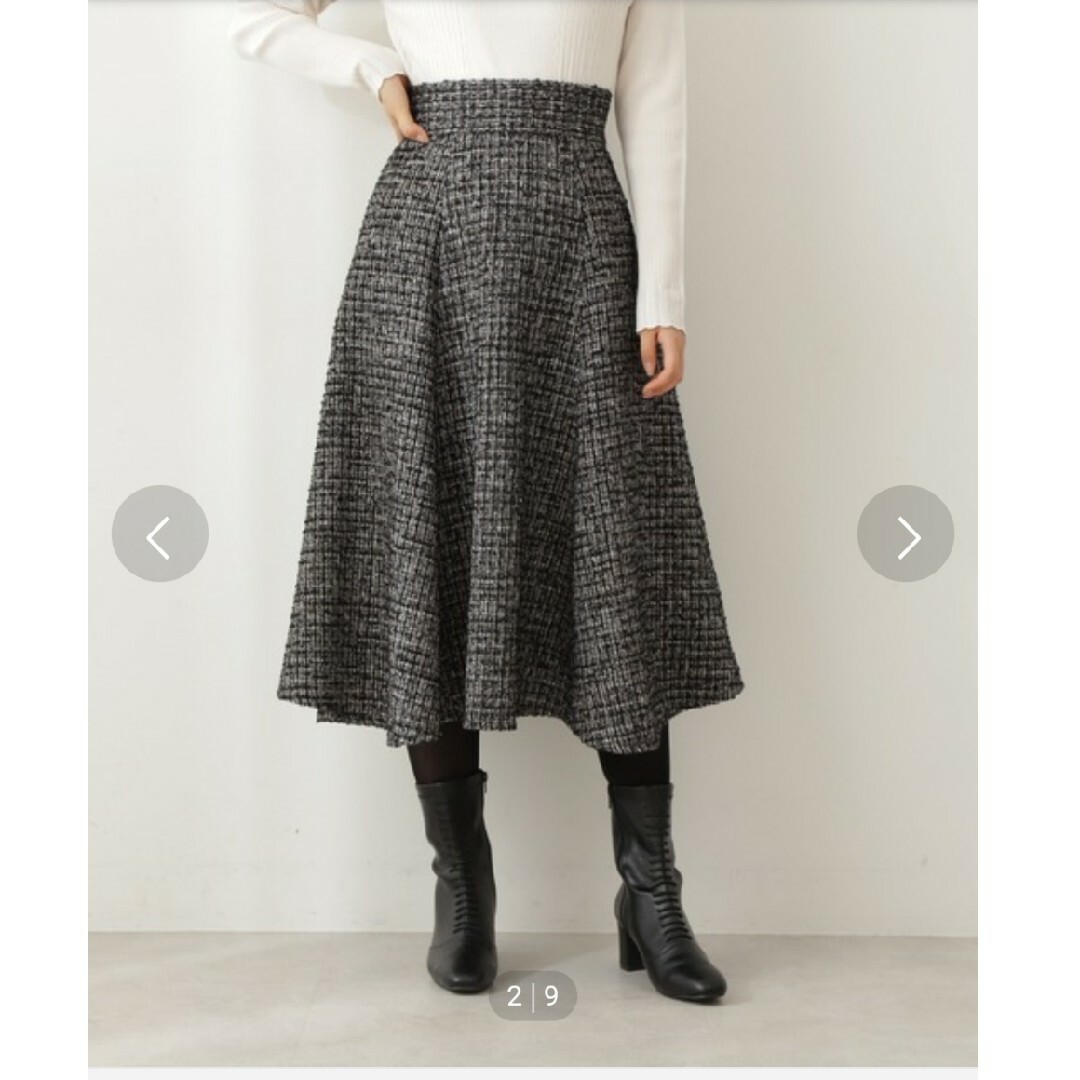 PROPORTION BODY DRESSING(プロポーションボディドレッシング)のツイードフレアスカート レディースのスカート(ひざ丈スカート)の商品写真
