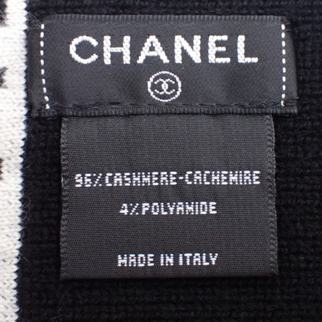 CHANEL(シャネル) ロゴ刺繍 マフラー マフラー アパレル ファッション小物 ストール カシミヤ ナイロン ブラック黒 ホワイト白シロ レディース 40802071479【アラモード】