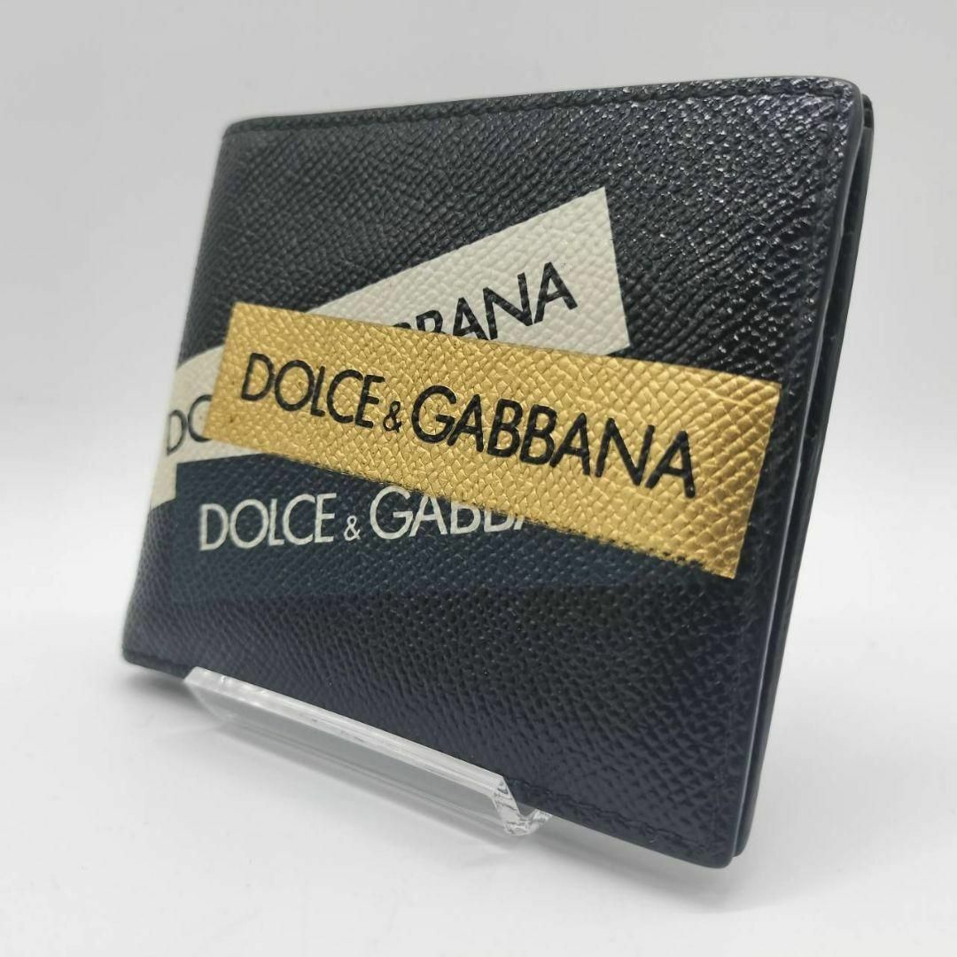 【極美品】ドルチェアンドガッバーナ 二つ折り ロゴプリント レザー