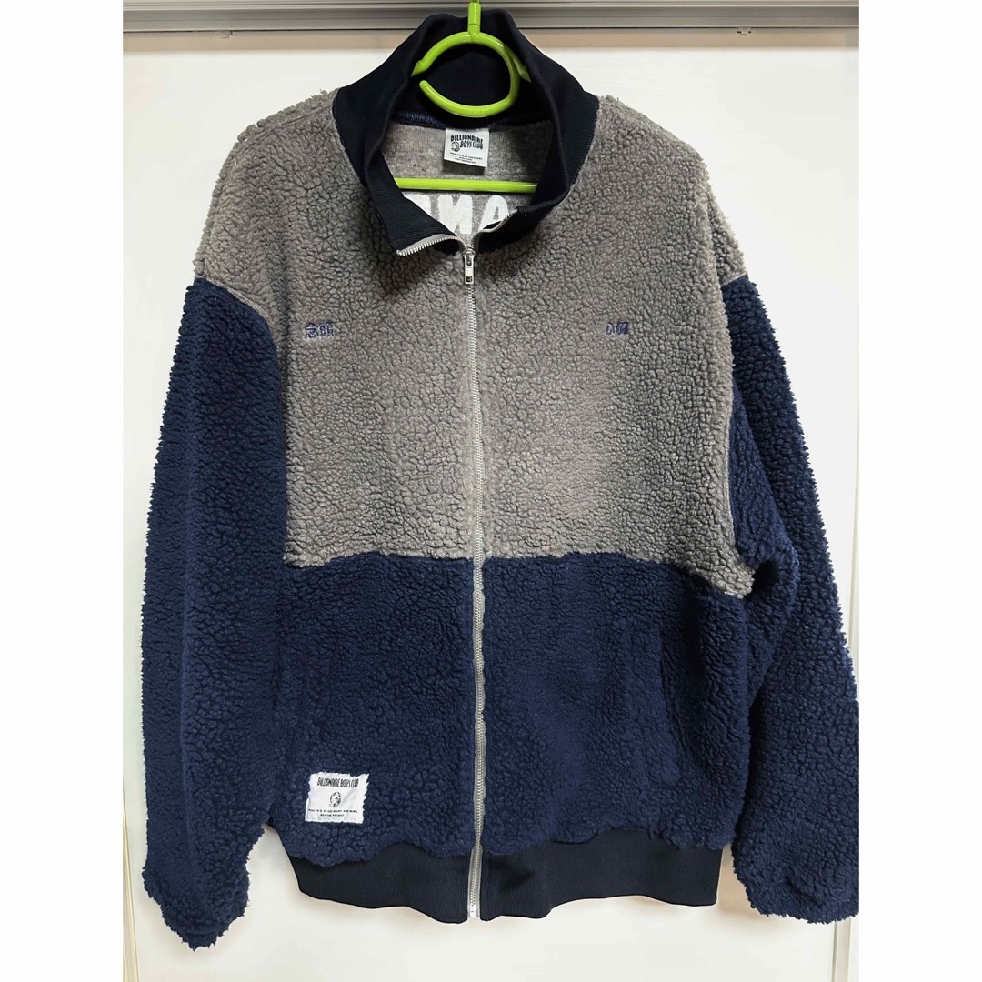 美品 ビリオネアボーイズクラブ ボアジャケット グレーブルー ロゴ L