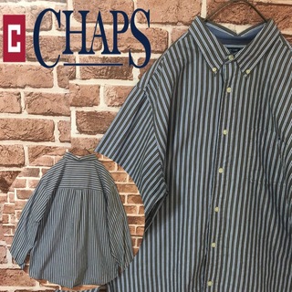 チャップス(CHAPS)の【XLサイズ】チャップス☆オーバーサイズ　ストライプシャツ　グレー(シャツ)