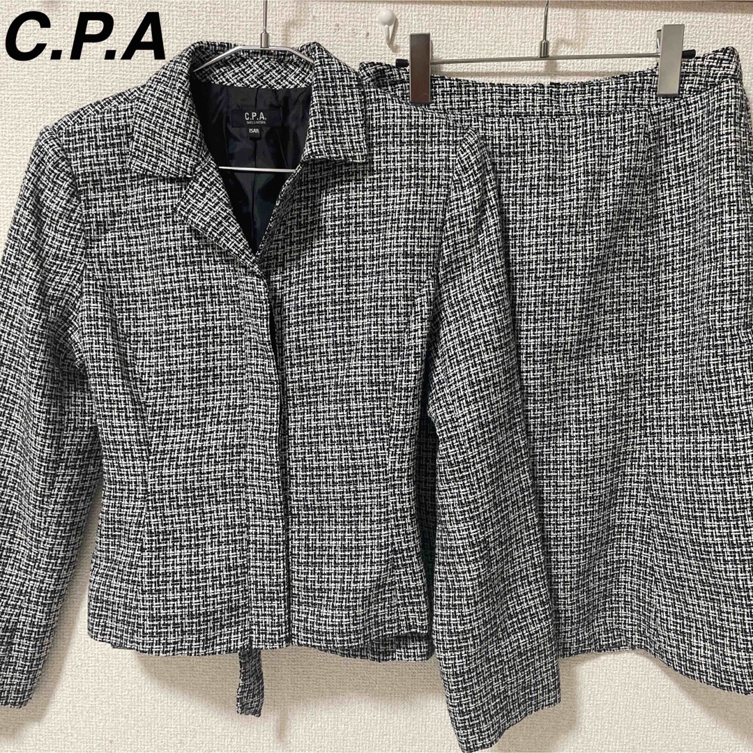 C.P.A ツイード　スカート　セットアップ　リボン付き　15号　大きいサイズ