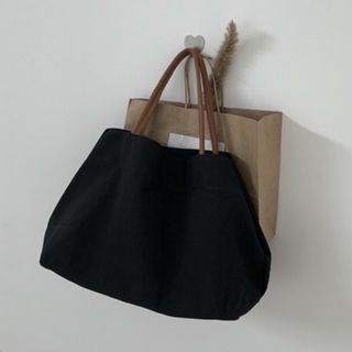 無地 シンプル キャンバス トート バッグ 大きい 黒 丈夫 帆布 canvas(トートバッグ)