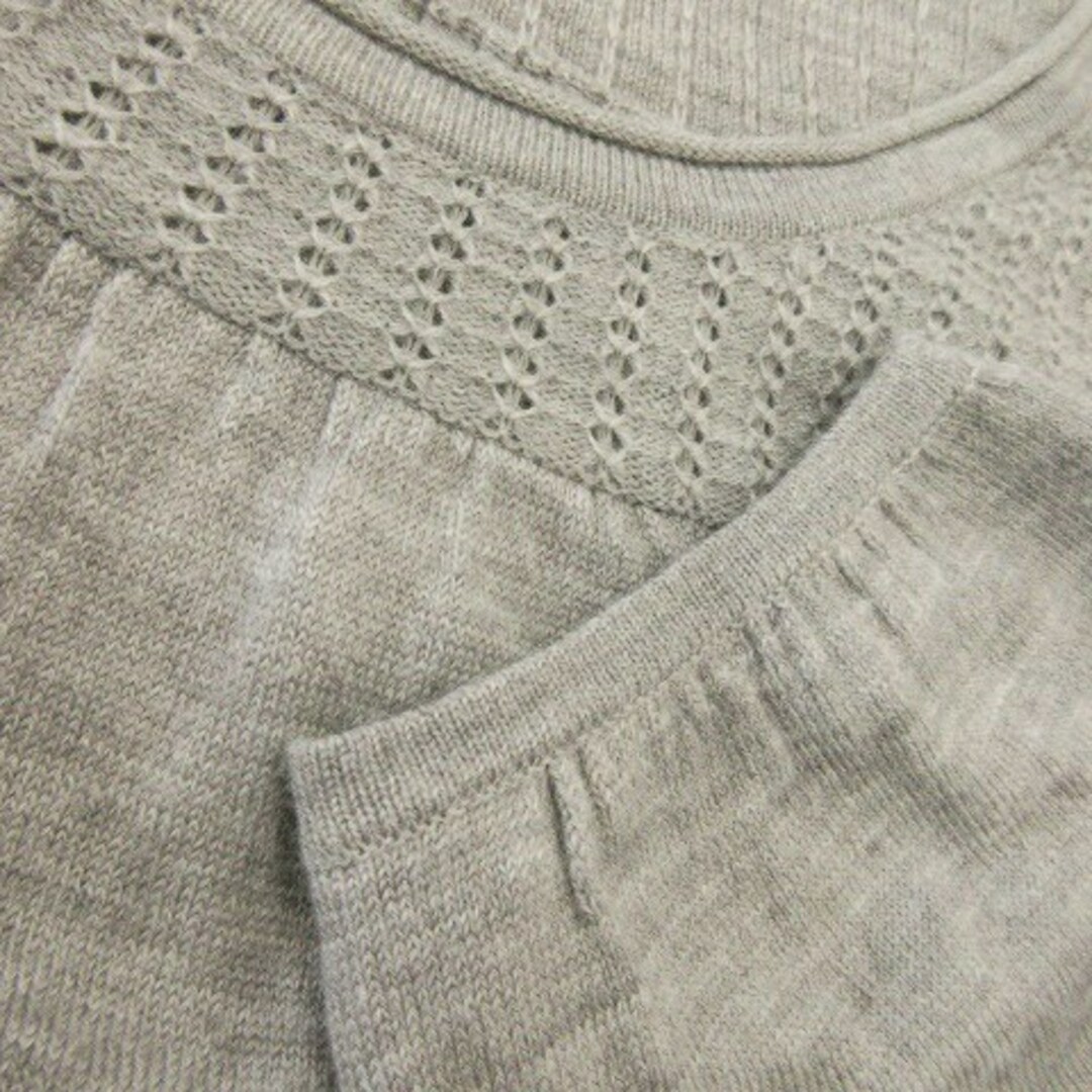 KLEIN PLUS(クランプリュス)のクランプリュス ニット セーター 長袖 切替 透かし編み 40 グレー レディースのトップス(ニット/セーター)の商品写真