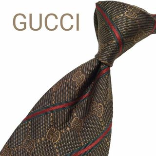 Gucci   美品グッチ ネクタイ グレー GGチェーン柄 ジャガード